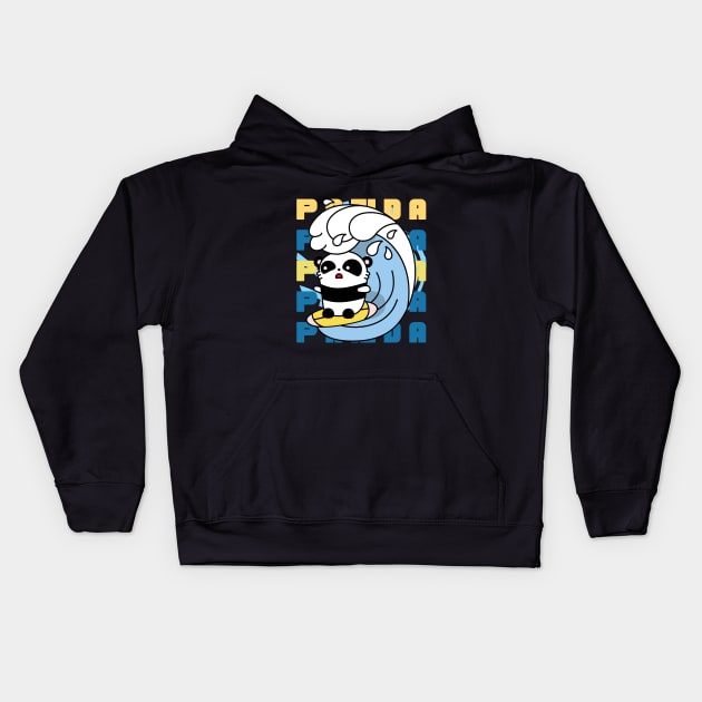 Surfing Panda Bear Kids Hoodie by Praizes